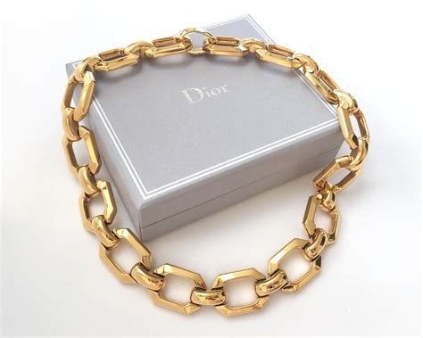 dior chain link necklace|christian dior charm station necklace.